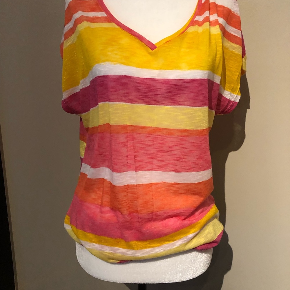 Cache cache Vibrant Striped V-Neck Women's Top Size M